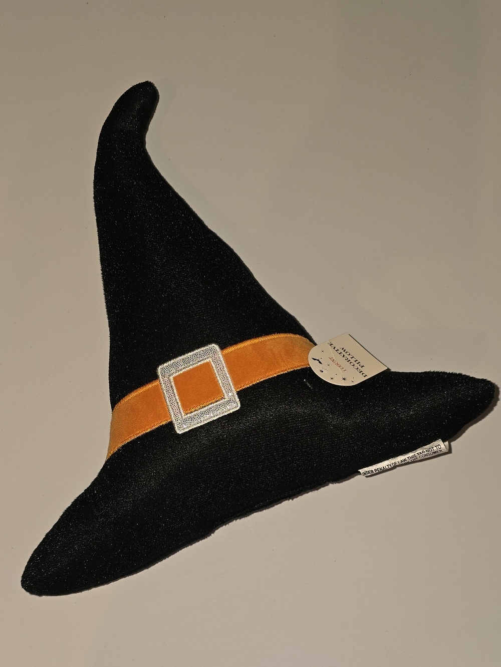 Classic Black Witch Hat Costume with Orange Buckle Accent